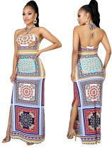 Vestido largo africano con espalda descubierta y espalda descubierta sexy