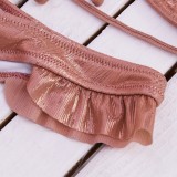 Sexy Pink 4PC Metallic Swimwear