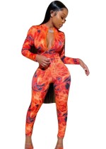 African Sexy Long Sleeve Print Bodycon Jumpsuit