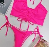 Sexy Two Piece Pink Strings Swimwear