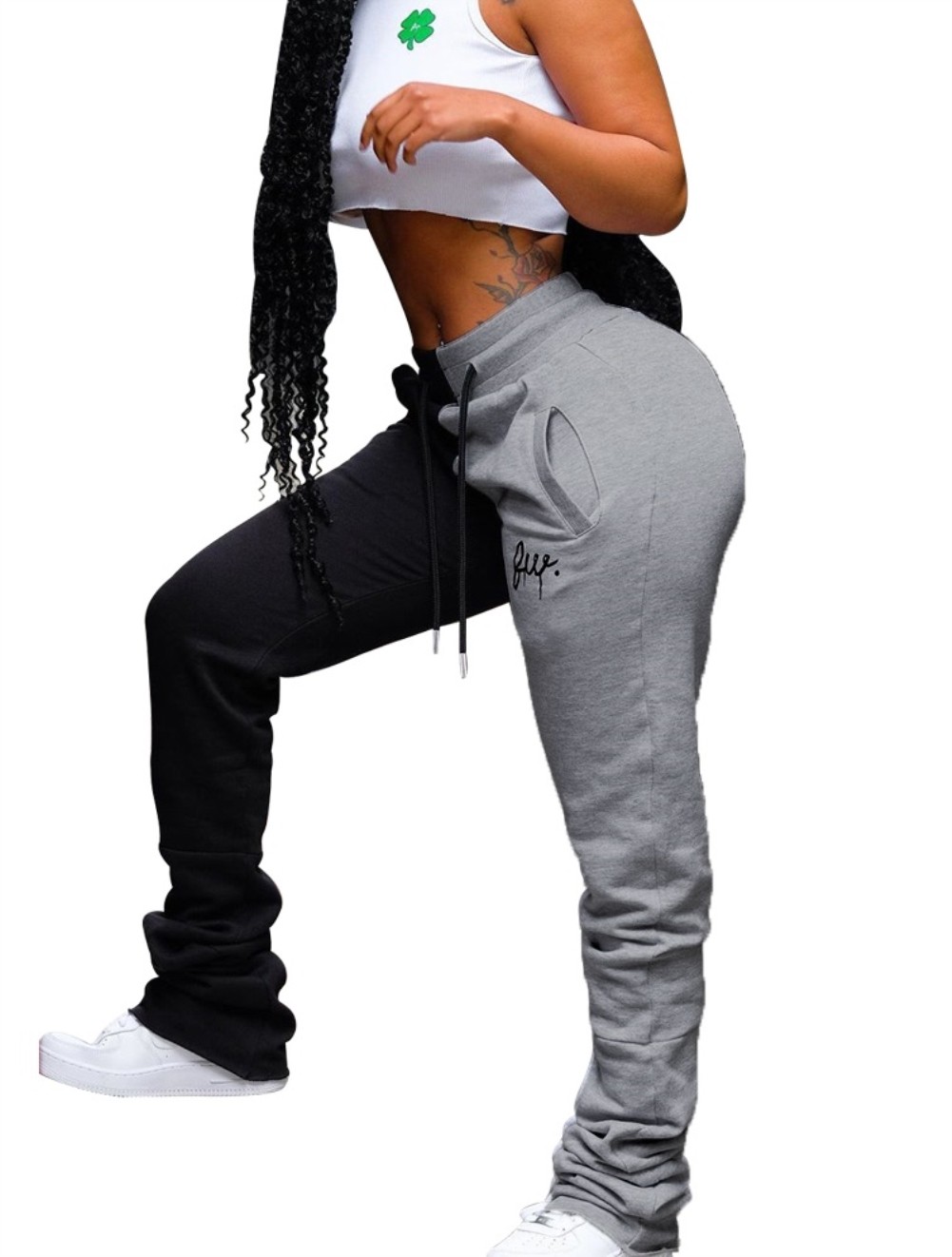 jogging pants with long drawstrings