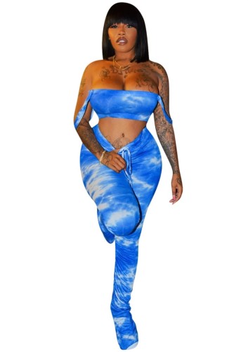 Summer Sexy Tie Dye Crop Top and Stacked Legging Set