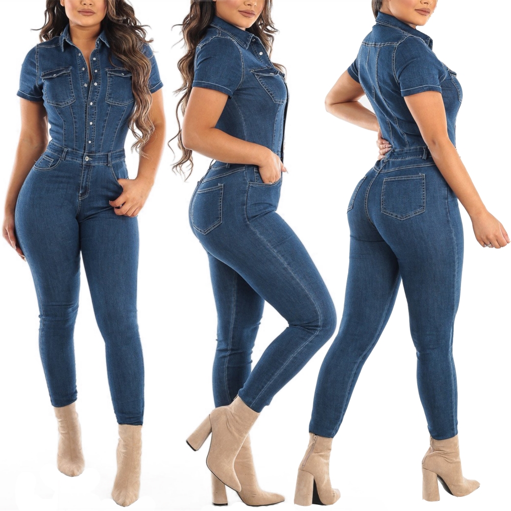 Tuta in denim a maniche corte estiva all'ingrosso | Amante globale