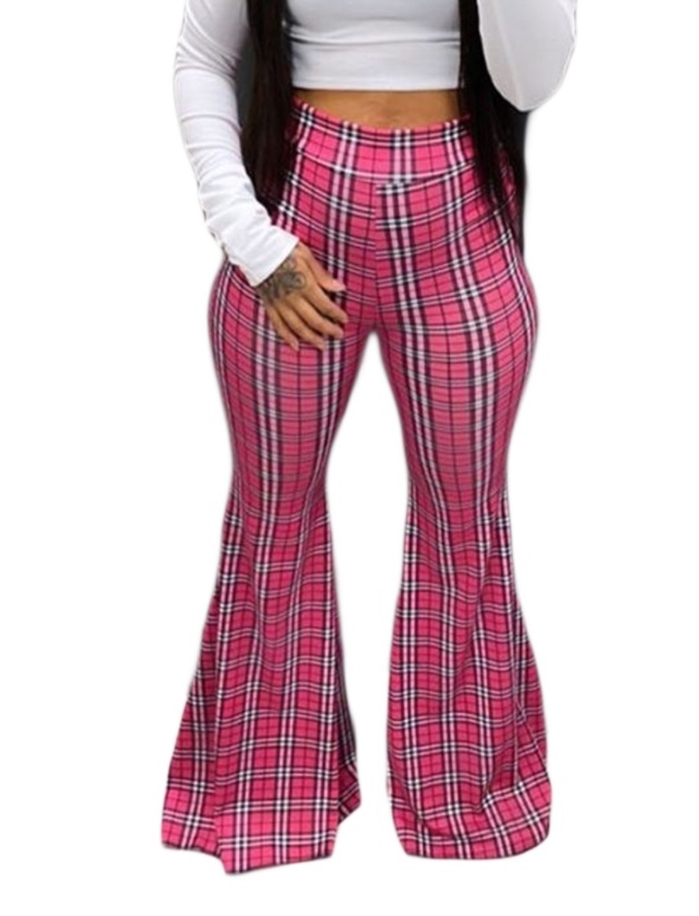 Wholesale Plaid Print High Waist African Flare Pants | Global Lover