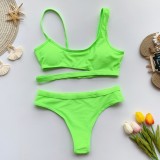 Sexy Two Piece Solid Color Swimwear