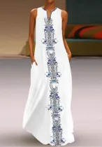 Summer V-Neck Sleeveless Boho Long Maxi Dress