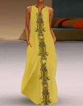 Summer V-Neck Sleeveless Boho Long Maxi Dress