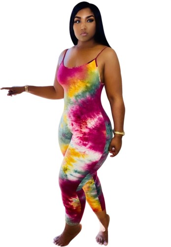 Sommer Sexy Tie Dye Straps Bodycon Overall