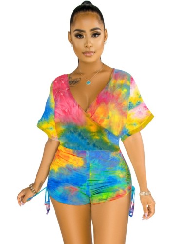 Summer Tie Dye Wrapped Rompers