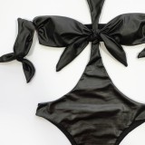 Sexy Black Halter One Piece Swimwear