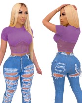 Sommer Sexy Fit O-Neck Crop Top