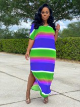 Zomer multi-color lange jurk met split