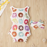 Baby Girl Summer Print Rompers with Headband