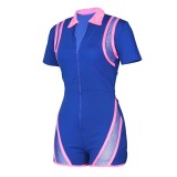 Summer Sports Fitness Bodycon Zipper Rompers