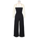 Sexy Strapless Sheer Loose Jumpsuit