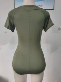 Summer Solid Color V-Neck Bodysuit