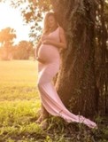 Summer Maternity Pink Sleeveless Wrapped Wedding Dress