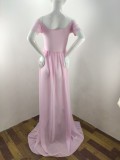 Summer Maternity Pink Off Shoulder Wedding Dress
