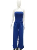 Solid Color Sexy Strapless Loose Jumpsuit