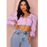 Sexy Purple Crop Top with Pop Sleeves
