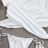 Sexy White Short Sleeve Two Piece Swimwear