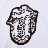 Summer Print Tongue O-Neck Basic Shirt
