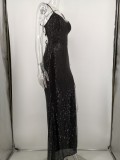 Sexy Sequin Straps Slit Evening Dress