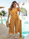 Plus Size Casual Polka Loose Jumpsuit