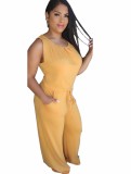 Summer Solid Color Sleeveless Leisure Jumpsuit