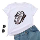 Summer Print Tongue O-Neck Basic Shirt