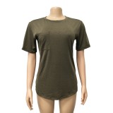 Summer Solid Color Slit Basic Shirt