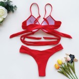Sexy Red Two Piece Push Up Swiwmear