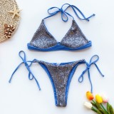 Sexy Two Piece Sequins Strings Swimwear