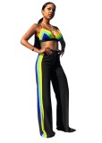 Sexy Multi Color Bra Top and Matching Pants Set