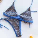 Sexy Two Piece Sequins Strings Swimwear