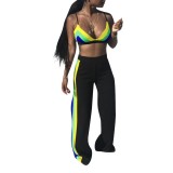 Sexy Multi Color Bra Top and Matching Pants Set