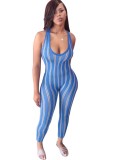Sexy Stripes Sleeveless Bodycon Jumpsuit