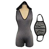 Sexy Sports Fitness Cotton Rompers with Face Cover