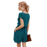 Summer O-Neck Plaid Short Dress