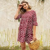 Summer Fit and Flare Print Short Dress