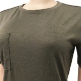 Summer Solid Color Slit Basic Shirt
