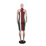 Multi Color Wide Stripes Midi Tank Dress