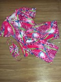 Sexy Tie Dye Two Piece Biker Short Set with Face Cover