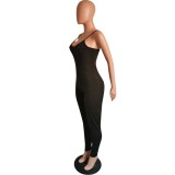 Sexy Black Strap Bodycon Jumpsuit