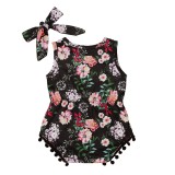 Baby Girl Summer Floral Rompers with Headband
