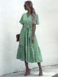 Summer V-Neck Polka Long Dress