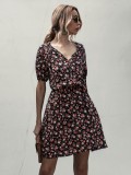 Summer V-Neck Floral Short Dress