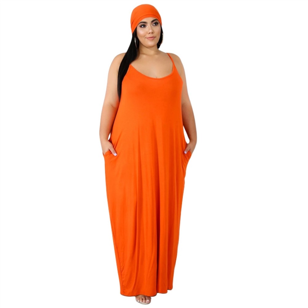 Wholesale Plus Size Casual Plain Strap Long Maxi Dress Global Lover