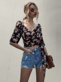 Summer Floral Wrapped Crop Top