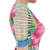 Summer Sexy Tie Dye Two Piece Ripped Short Set